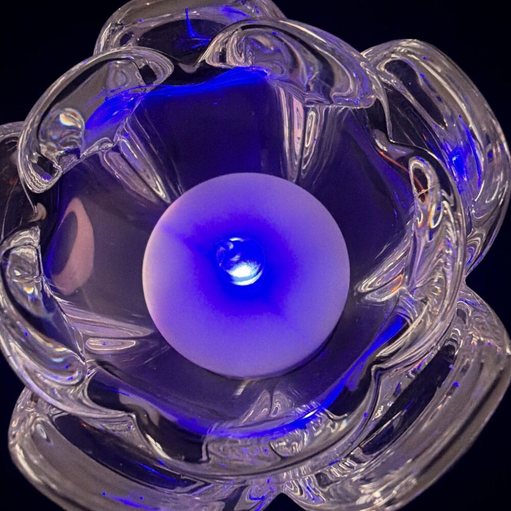 Vintage Royal Copenhagen Mini  "Lotus" crystal votive candle holders (set of 2)